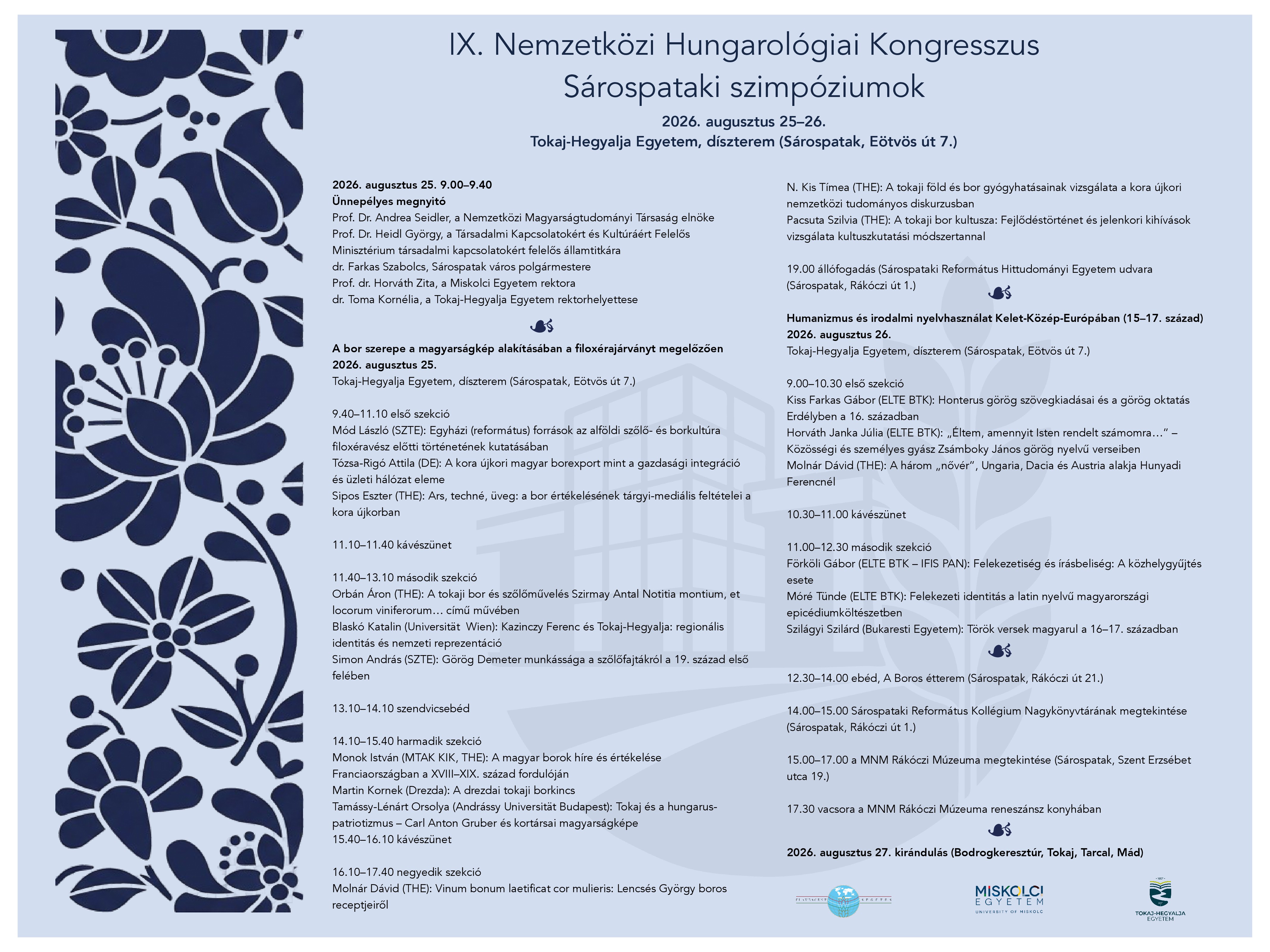 IX. Nemzetközi Hungarológiai Kongresszus sárospataki szimpóziumai-001